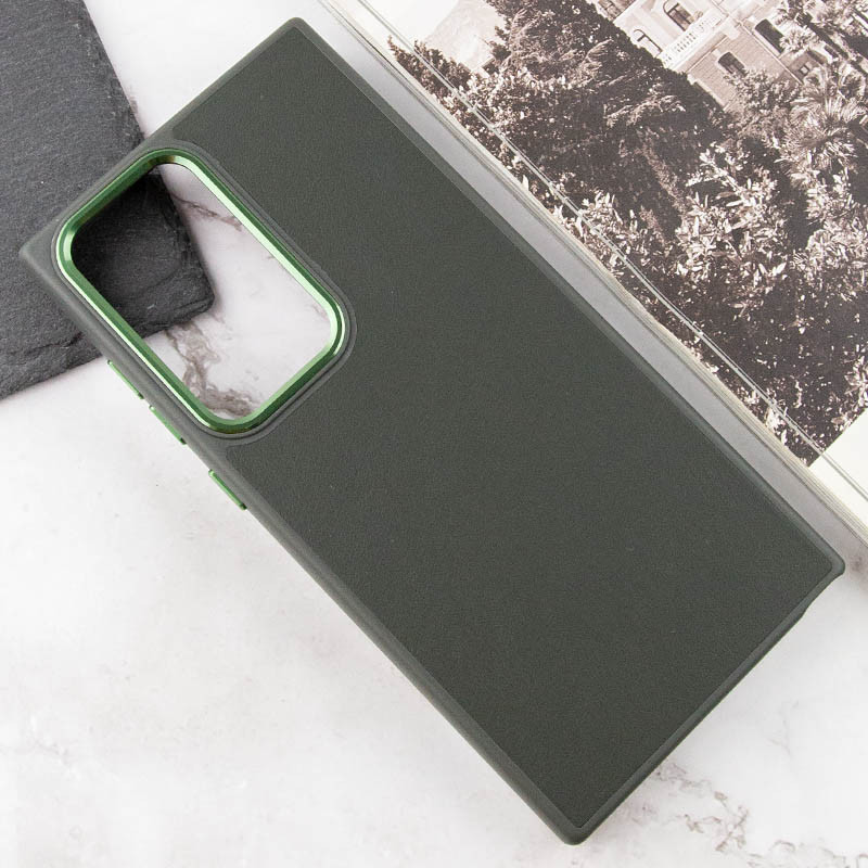 Шкіряний чохол Bonbon Leather Metal Style на Samsung Galaxy S23 Ultra (Зелений / Army green) в магазині vchehle.ua