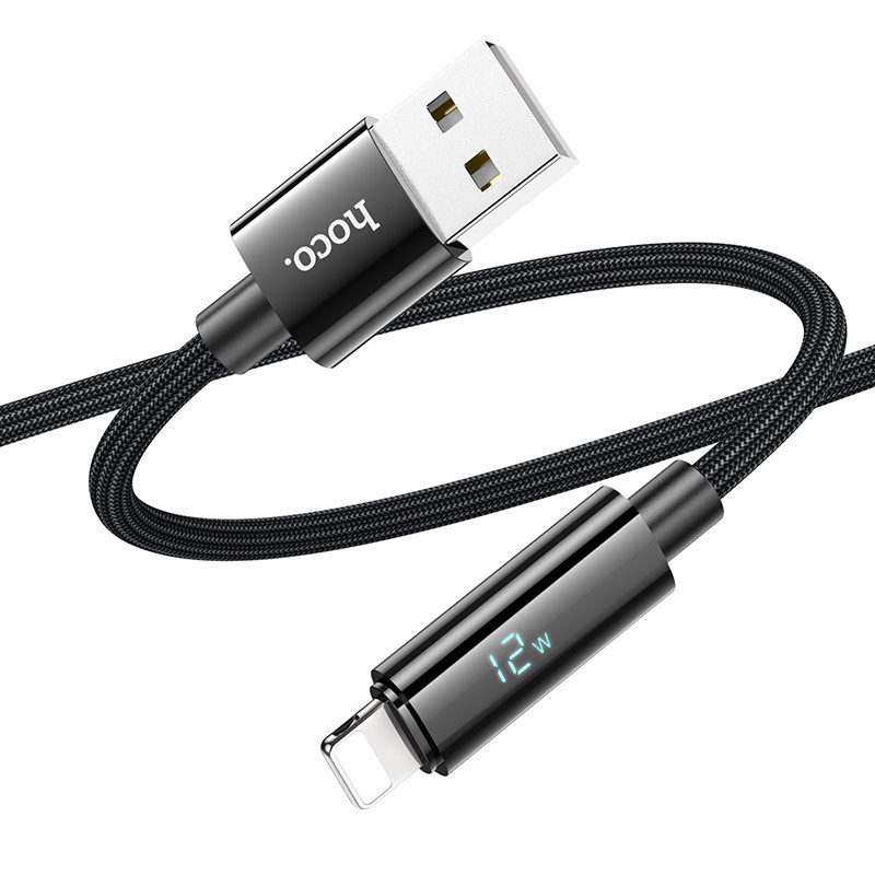 Фото Дата кабель Hoco U125 Benefit 2.4A USB to Lightning with display (1.2m) (Black) в магазине vchehle.ua