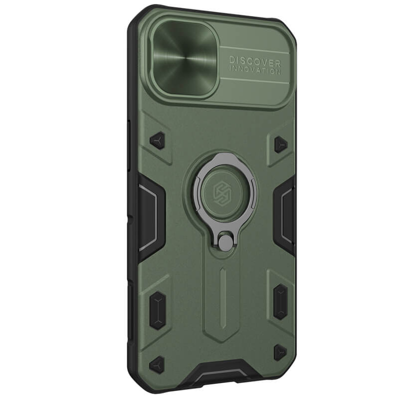 Фото TPU+PC чехол Nillkin CamShield Armor no logo (шторка на камеру) для Apple iPhone 14 (6.1") (Зеленый) в магазине vchehle.ua