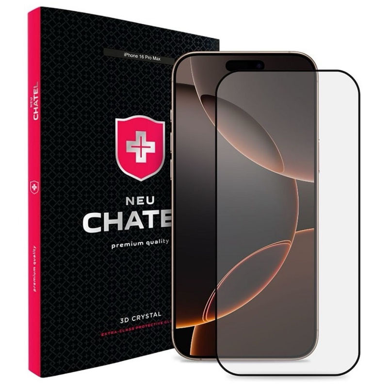 Фото Захисне 3D скло NEU Chatel Crystal на Apple iPhone 16 Pro Max (6.9") (Чорний) на vchehle.ua