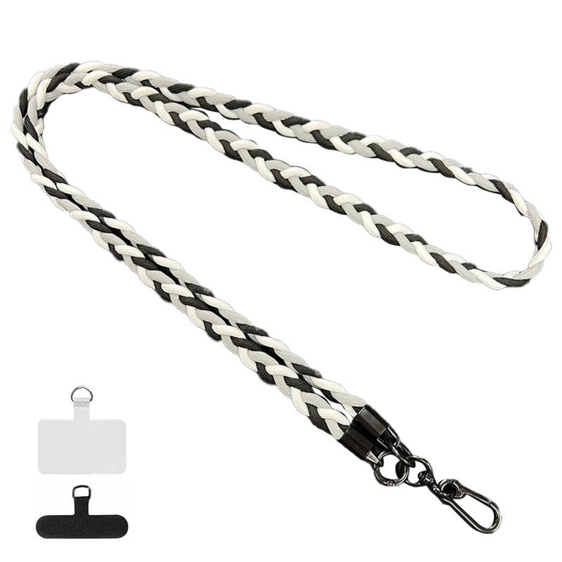 Плетений шнурок (5мм) 120см (Black / Gray / White)