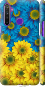 Чехол Жёлто-голубые цветы для Realme 5