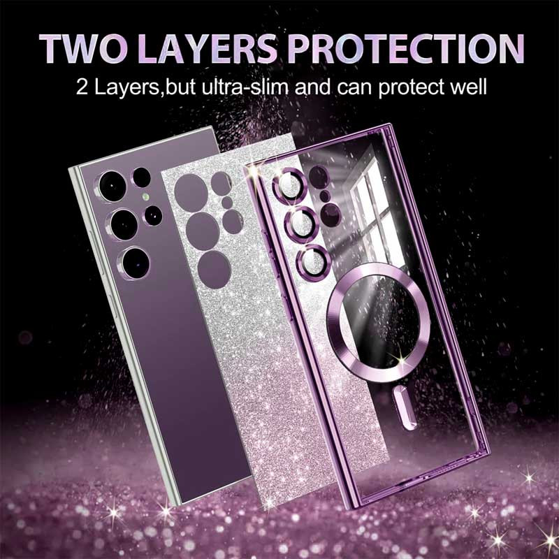 Фото TPU чохол Delight case with Magnetic Safe з захисними лінзами на камеру на Samsung Galaxy S25 Ultra (Фіолетовий / Deep Purple) на vchehle.ua