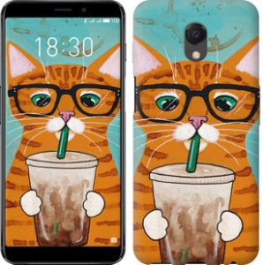 Чехол Зеленоглазый кот в очках для Meizu M6s