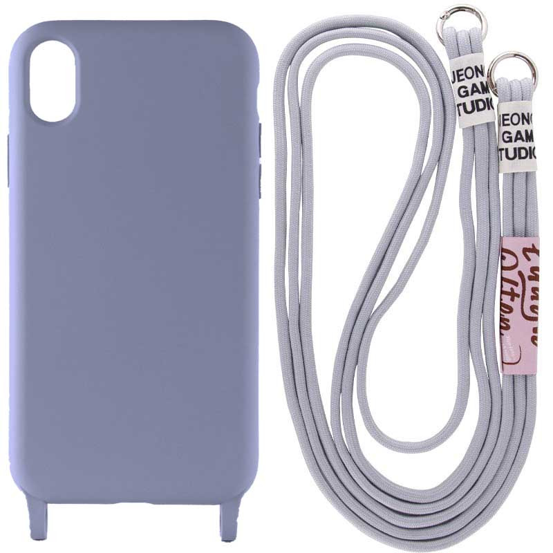 Чохол Cord case з довгим кольоровим ремінцем на Apple iPhone X / XS (5.8") (Сірий / Stone)