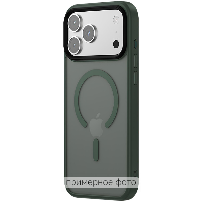 Фото TPU+PC чохол Metal Buttons with Magnetic Safe Colorful на Apple iPhone 17 (6.3") (Зелений / Dark Green) на vchehle.ua