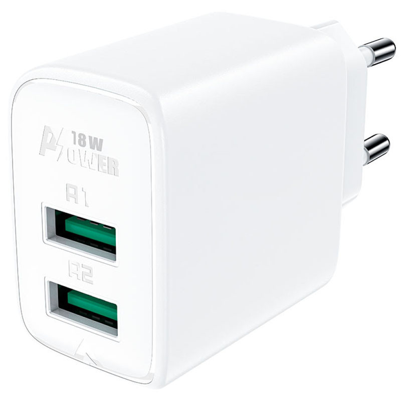 Фото СЗУ Acefast A33 QC18W (USB-A+USB-A) dual port (White) на vchehle.ua