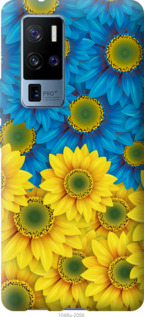 Чехол Жёлто-голубые цветы для Vivo X50 Pro Plus