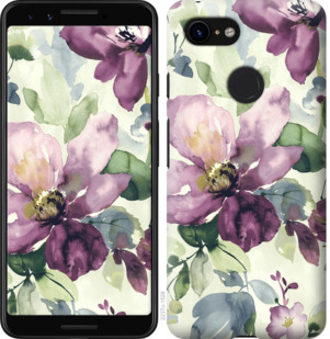 Чехол Цветы акварелью для Google Pixel 3