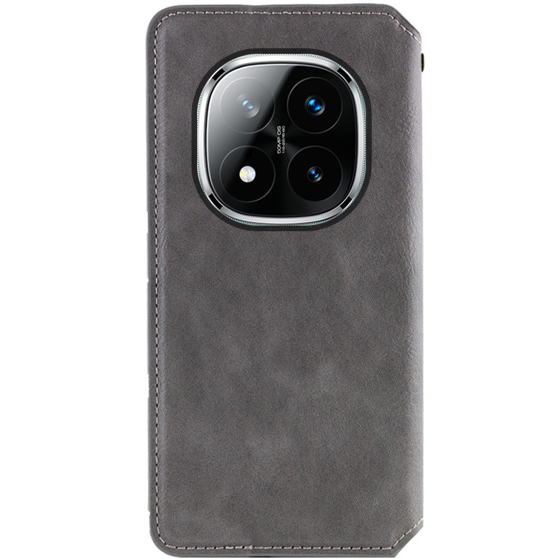 Фото Шкіряний чохол-книжка GETMAN Cubic (PU) на Xiaomi Redmi Note 14 Pro 5G / 14 Pro+ (Сірий) в маназині vchehle.ua