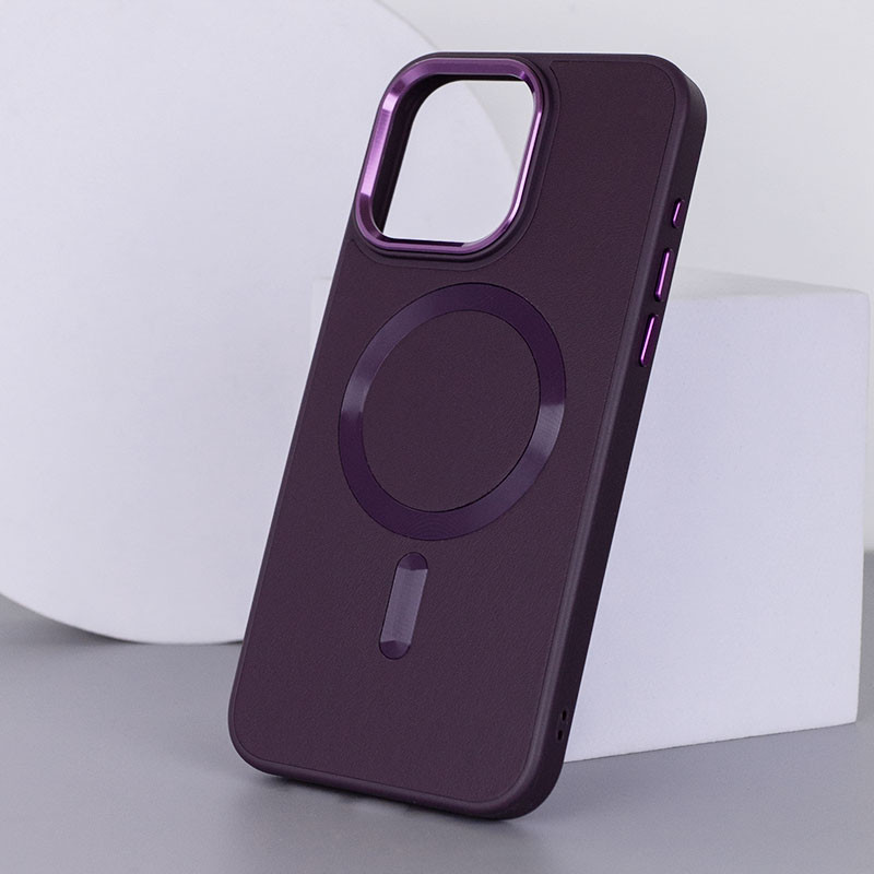 Фото Кожаный чехол Bonbon Leather Metal Style with Magnetic Safe для Apple iPhone 12 Pro / 12 (6.1") (Фиолетовый / Dark Purple) в магазине vchehle.ua