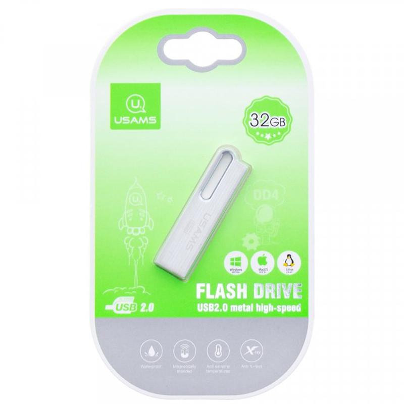 Флеш накопитель USAMS US-ZB098 32Gb Aluminum Alloy USB High Speed Flash (Серебряный)