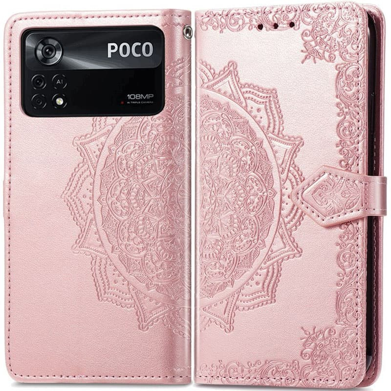 Фото Шкіряний чохол-книжка Art Case з візитницею на Xiaomi Poco X4 Pro 5G (Рожевий) на vchehle.ua