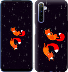 Чехол Лисички в космосе для Realme 6