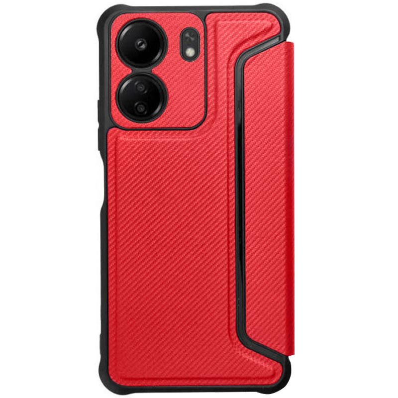 Фото Кожаный чехол книжка GETMAN Razor (PU) для Xiaomi Redmi 13C / Poco C65 (Red) на vchehle.ua