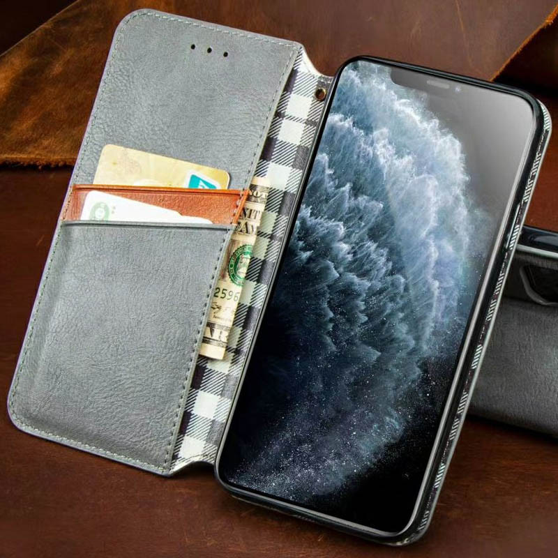 Фото Шкіряний чохол книжка GETMAN Cubic (PU) на Xiaomi Redmi Note 9 / Redmi 10X (Сірий) на vchehle.ua