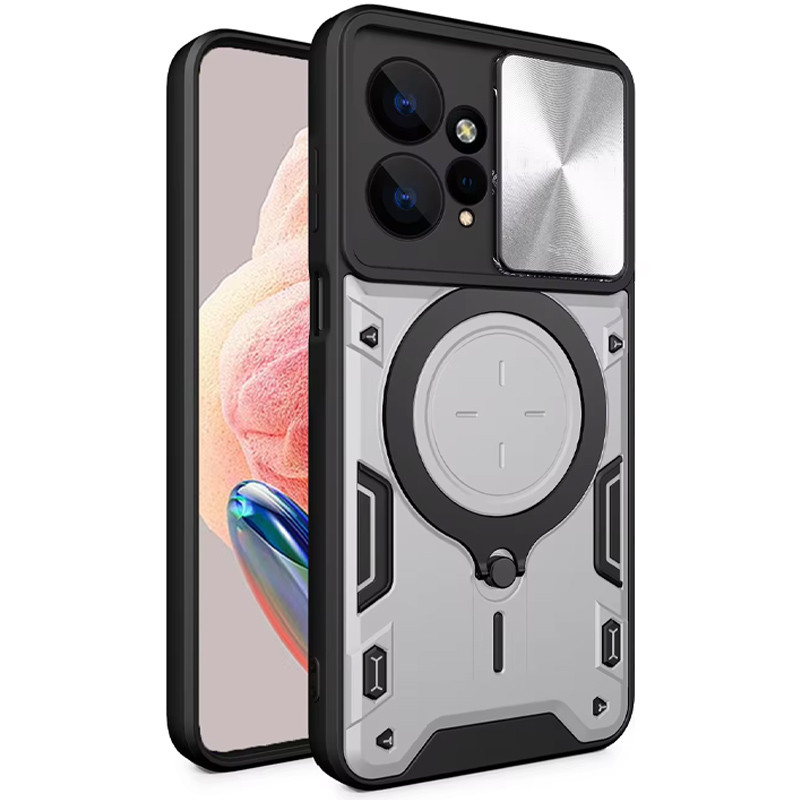 Фото Ударопрочный чехол Bracket case with Magnetic для Xiaomi Redmi Note 12 4G (Silver) на vchehle.ua