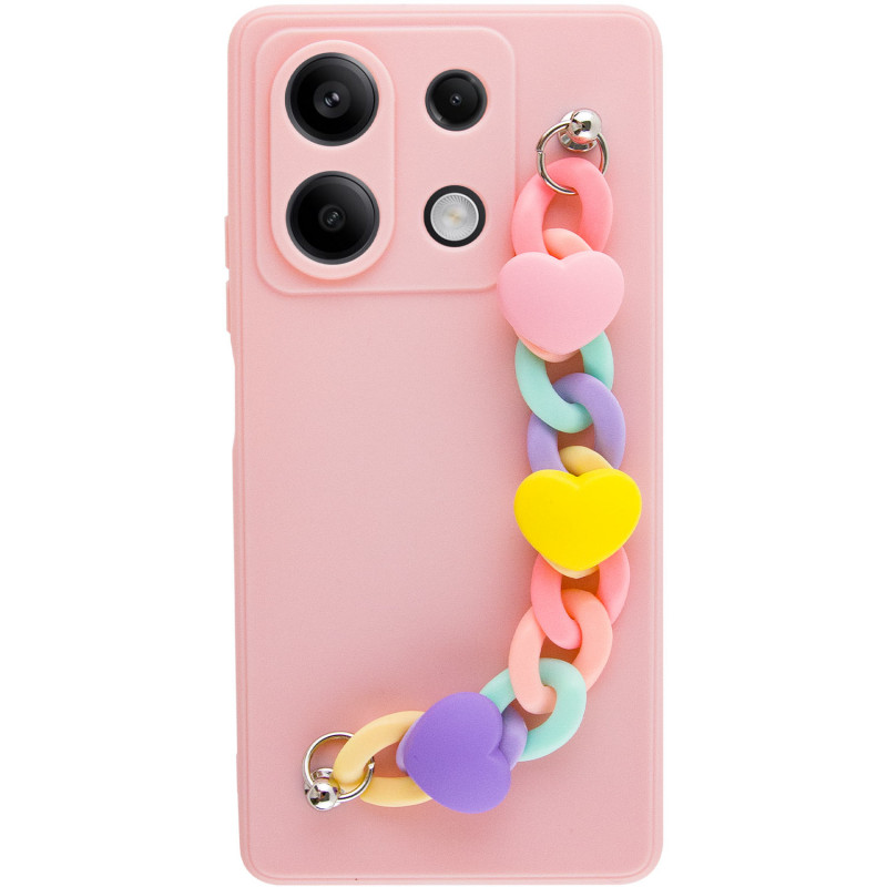 Фото Чохол Chained Heart з підвісним ланцюжком на Xiaomi Redmi Note 13 5G (Pink Sand) на vchehle.ua