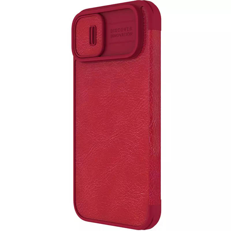 Кожаный чехол-книжка Nillkin Qin Pro Camshield для Apple iPhone 14 Plus (6.7") (Красный) в магазине vchehle.ua