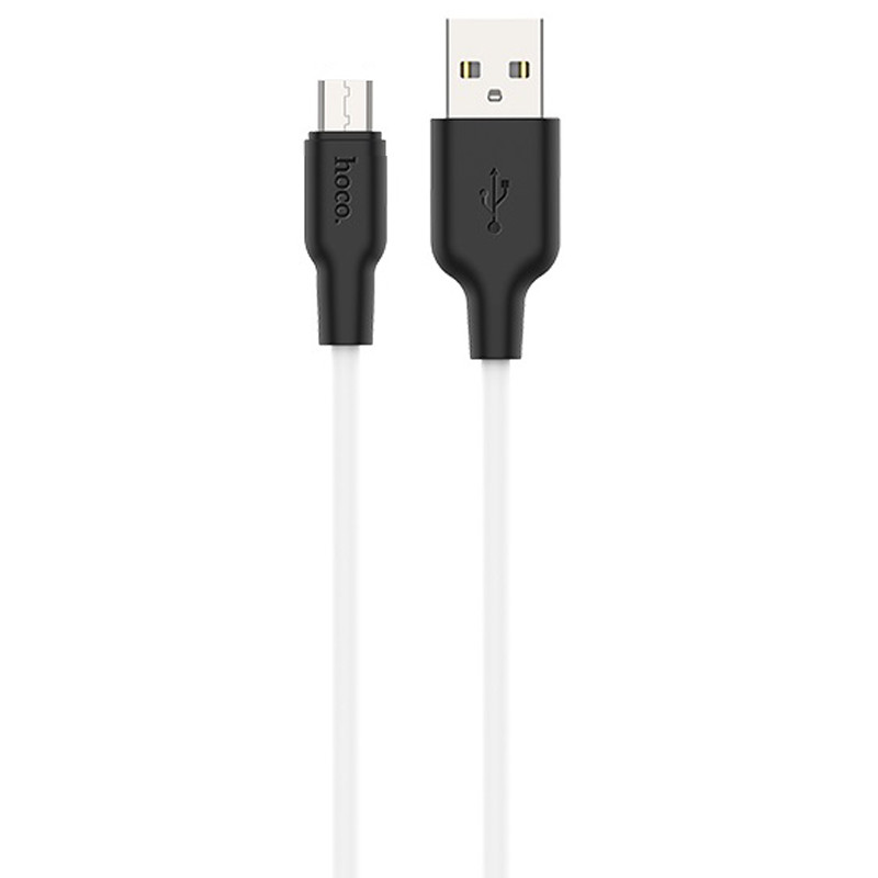 Дата кабель Hoco X21 Plus Silicone MicroUSB Cable (2m) (Чорний / Білий)