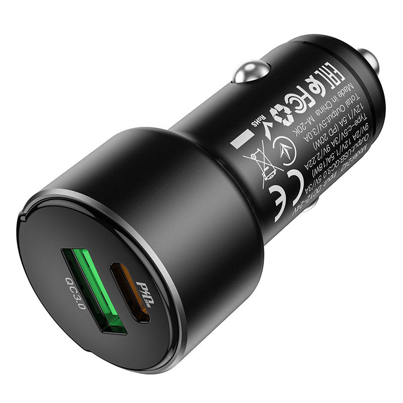 Фото АЗУ Hoco Z42 PD 20W + QC3.0 (1USB/3A) (Черный) на vchehle.ua