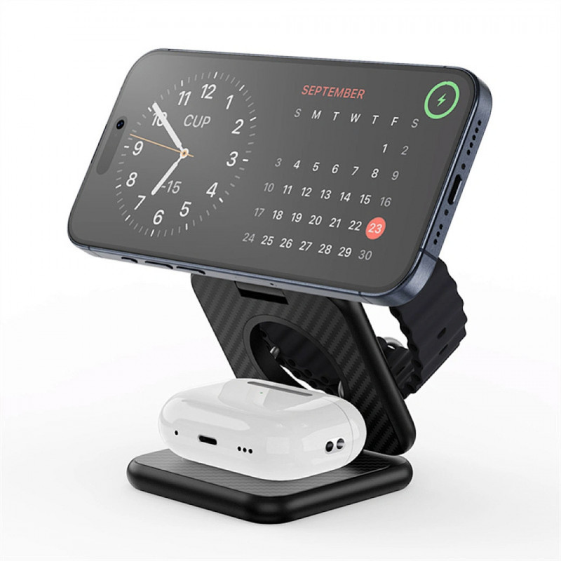 БЗП WIWU Wi-W035 Kevlar Mag Go 3 in 1 Wireless Charger