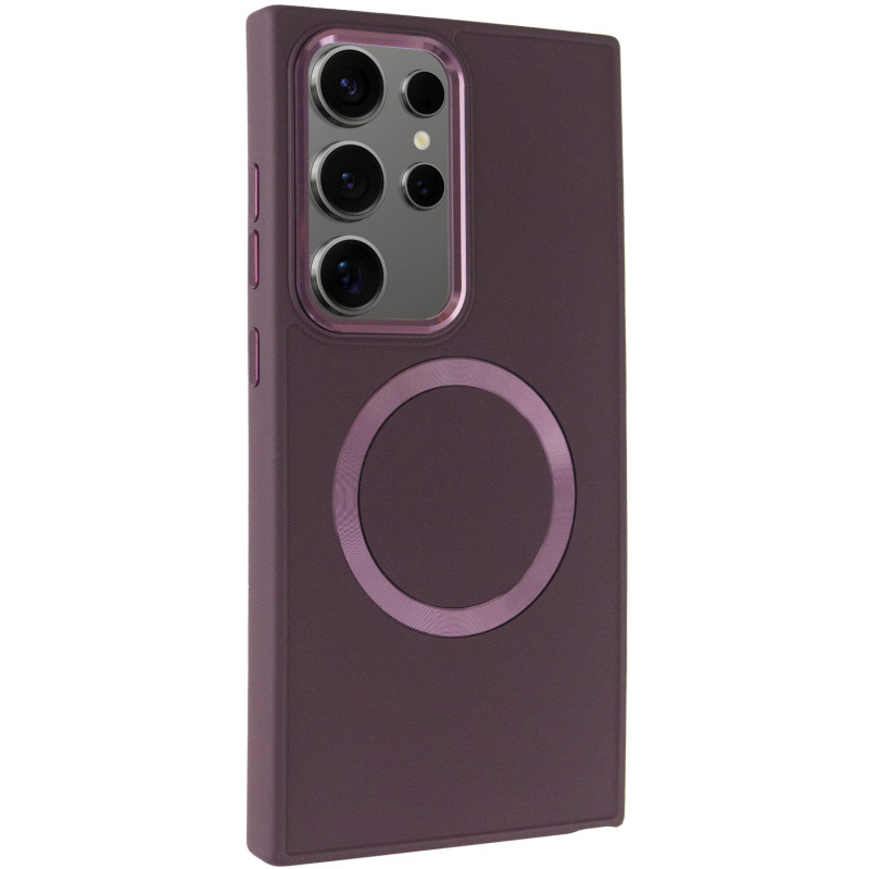 TPU чехол Bonbon Metal Style with Magnetic safe для Samsung Galaxy S24 Ultra (Бордовый / Plum)