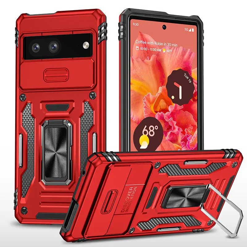 Ударопрочный чехол Camshield Army Ring для Google Pixel 7 (Красный / Red)