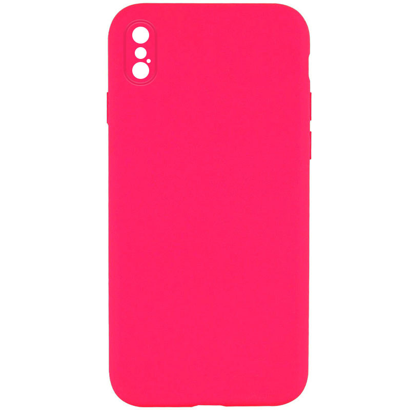 Silicone Case Square Full Camera Protective (AA) NOLOGO для Apple iPhone X / XS (5.8") (Розовый / Barbie pink)