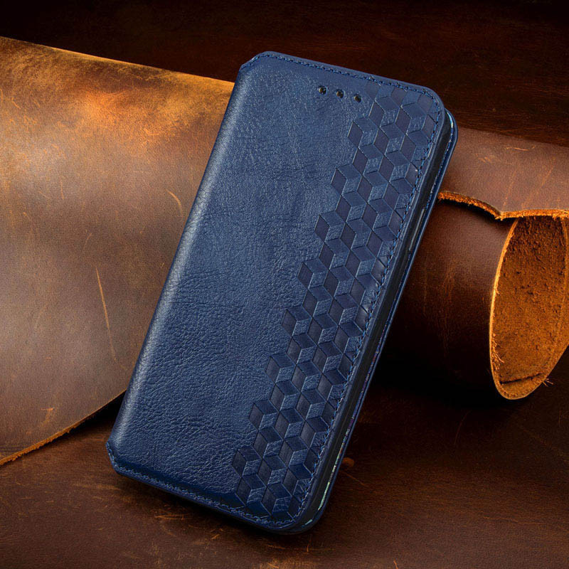 Замовити Шкіряний чохол-книжка GETMAN Cubic (PU) на Xiaomi Redmi Note 10 Pro / 10 Pro Max (Синій) на vchehle.ua