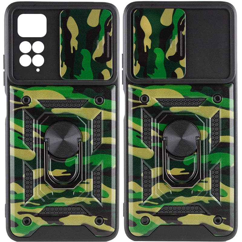 Ударопрочный чехол Camshield Serge Ring Camo для Xiaomi Redmi Note 11 (Global) / Note 11S (Зеленый / Army Green)