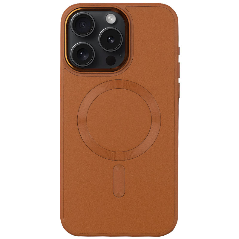 Шкіряний чохол Bonbon Leather Metal Style with Magnetic Safe на Apple iPhone 12 Pro Max (6.7") (Коричневий / Brown)