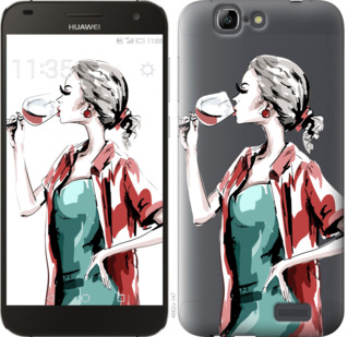 

Чехол Девушка с бокалом для Huawei Ascend G7 841772