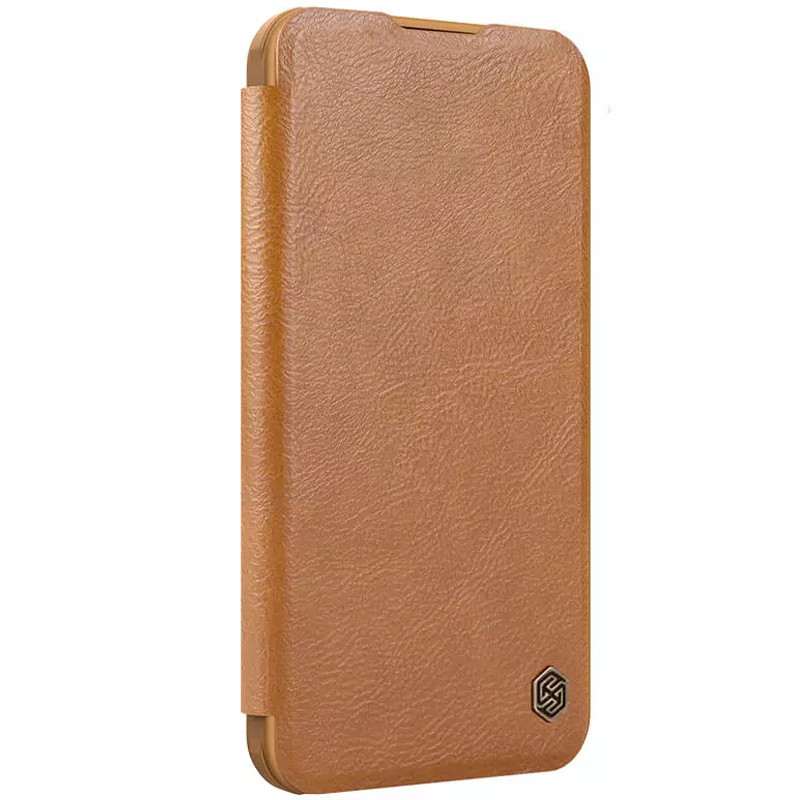 Кожаный чехол (книжка) Nillkin Qin Prop для Apple iPhone 16 (6.1") (Brown)