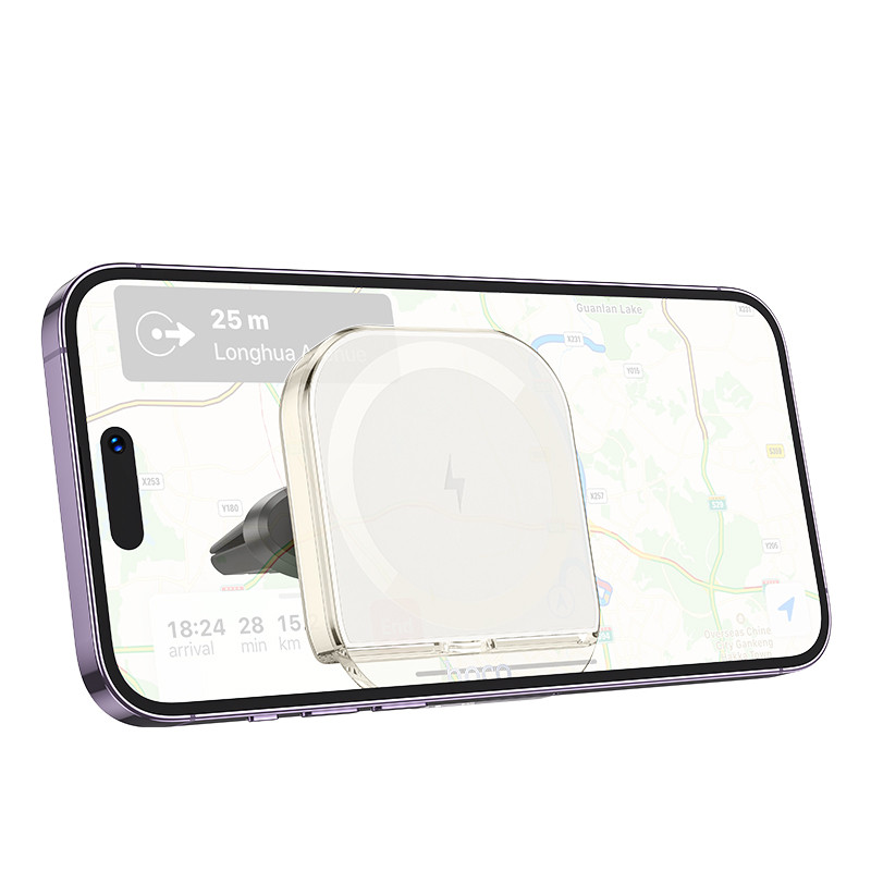 Фото Автодержатель с БЗУ Hoco HW17 Crystal (air outlet) (White) на vchehle.ua