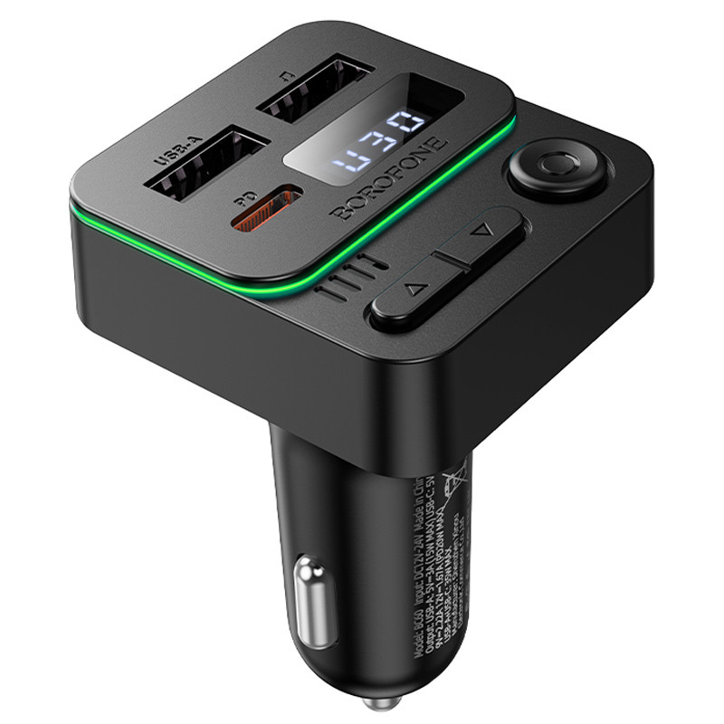 АЗУ FM модулятор Borofone BC60 Hero 35W (2USB-A/1C) (Black) в магазине vchehle.ua