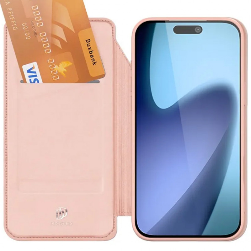 Фото Чехол-книжка Dux Ducis с карманом для визиток для Apple iPhone 17 Air (6.5") (Rose Gold) на vchehle.ua