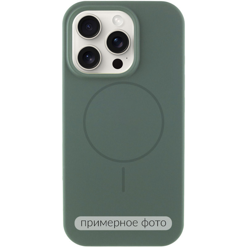 Чехол Silicone Case Full Protective (AA) NO LOGO with Magnetic Safe для Apple iPhone 16 (6.1") (Зеленый / Pine green)