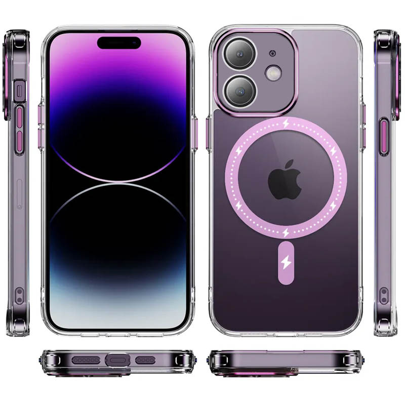 Фото Чехол TPU+PC Colorful with Magnetic Safe для Apple iPhone 12 (6.1") (Pink) на vchehle.ua