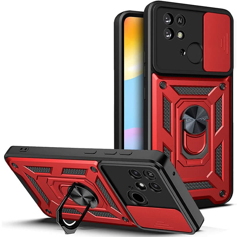 Ударопрочный чехол Ummi Camshield Serge Ring для Xiaomi Redmi 10C (Красный / Red)