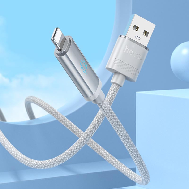 Фото Дата кабель Hoco U127 Power USB to Lightning (1.2m) (Silver / Gray) в магазине vchehle.ua