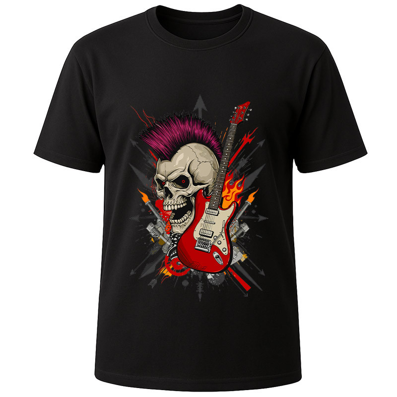 Футболка чорна Skull guitar (L)