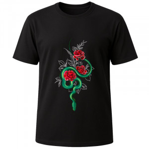 Футболка черная Snake roses