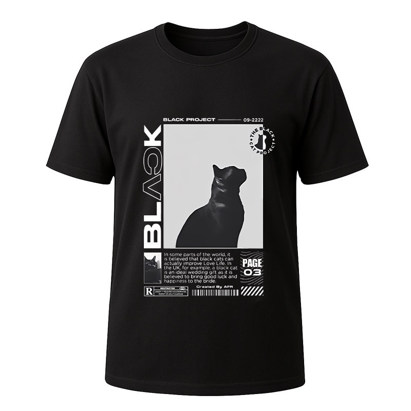 Футболка черная Black cat graphics (XS)