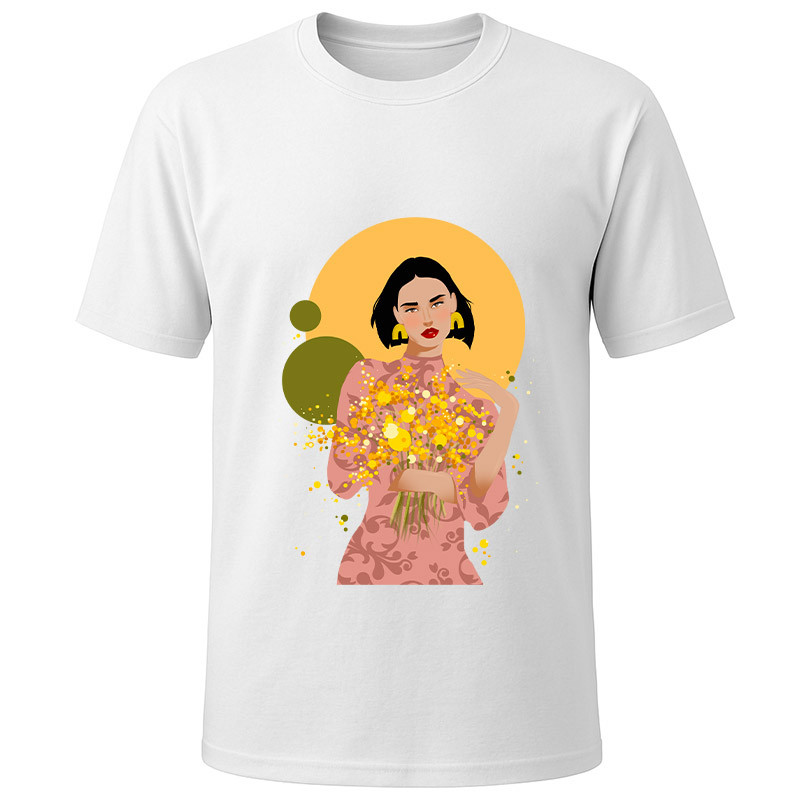 Футболка біла Дівчина з жовтими квітами (S)