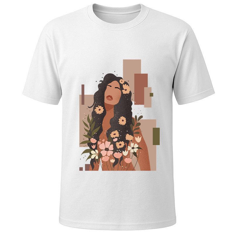 Футболка біла Дівчина з квітами (XL)