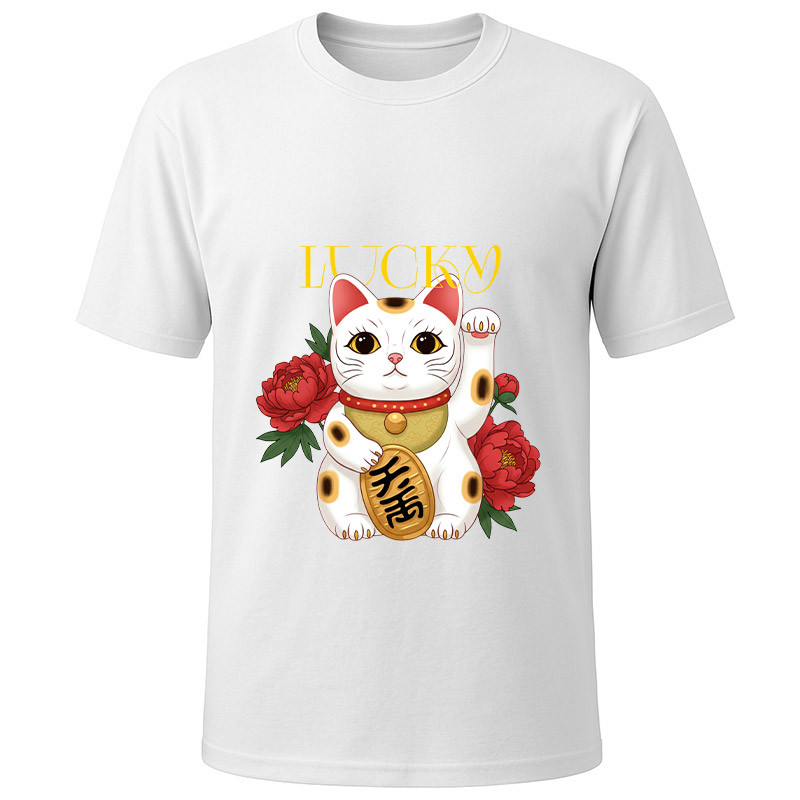 Футболка белая Lucky cat (XS)