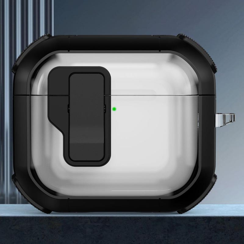 Фото Футляр противоударный Locking Button для наушников Airpods 4 (Black) на vchehle.ua
