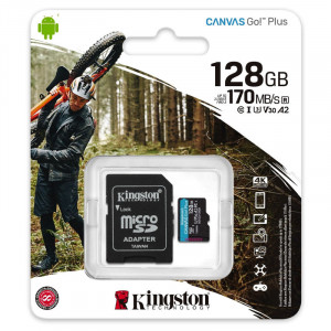 Карта пам'яті Kingston Canvas GP (UHS-3, R170MB/s, 90MB/s) C-10 - 128GB (с адаптером) (SDCG3)