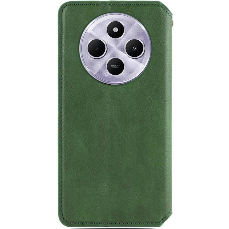 Фото Шкіряний чохол-книжка GETMAN Cubic (PU) на Xiaomi Poco M7 5G (Зелений) на vchehle.ua